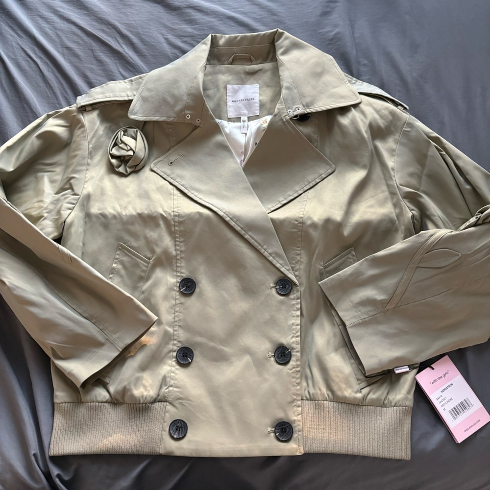 Avec Les Filles Green Rose Trench Coat